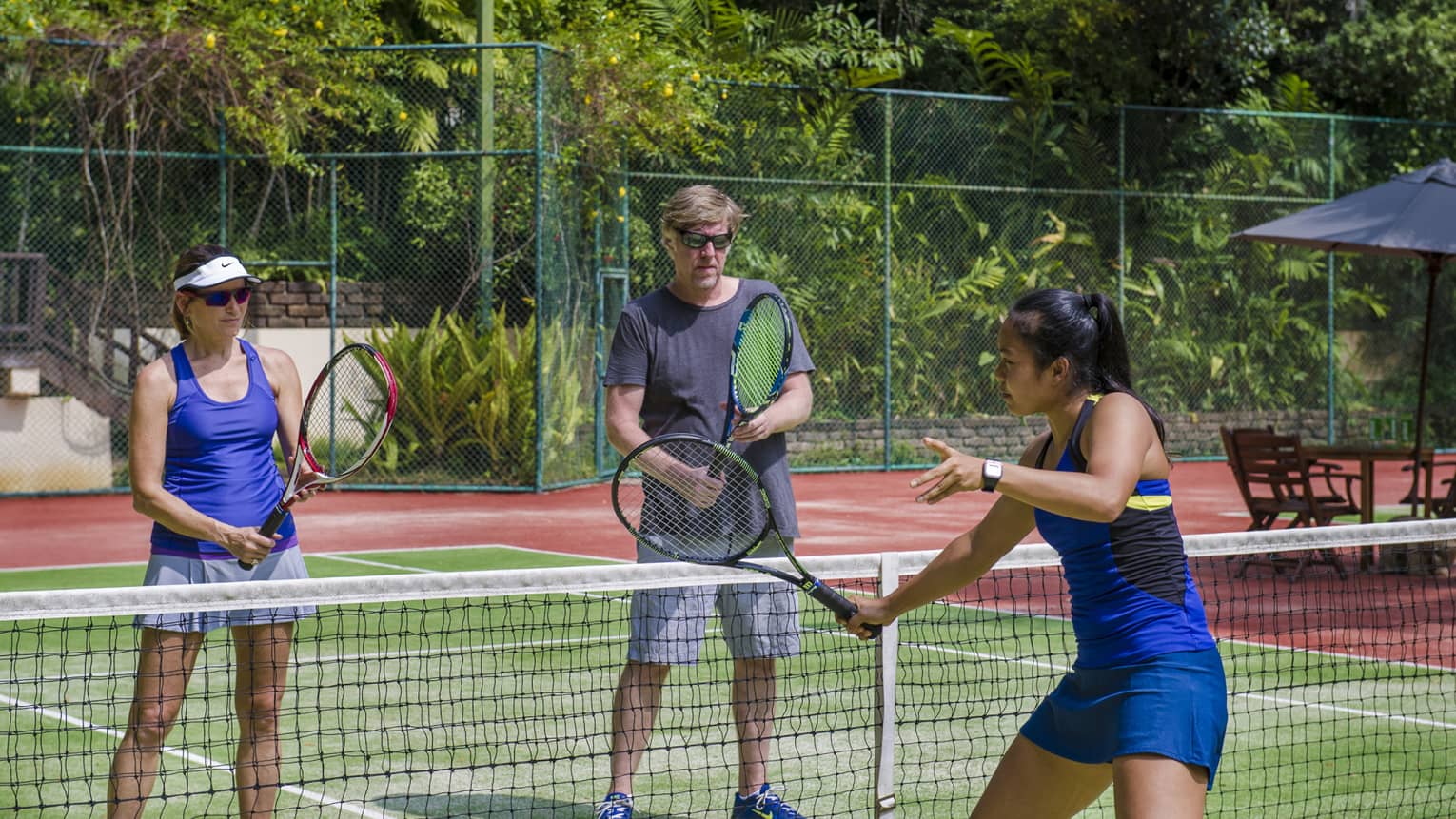 Enjoy regular or cardio tennis with a hitting pattnct on our
two grass courts.